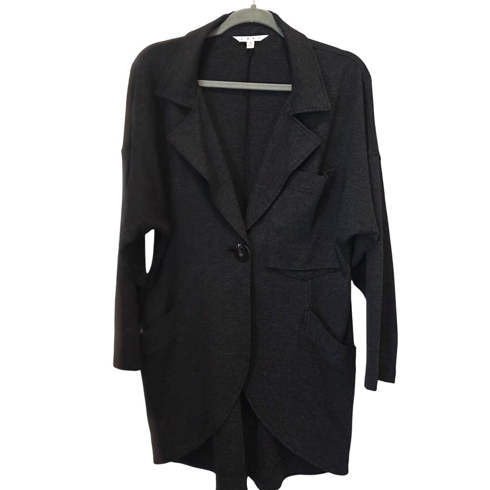 Cabi Womens‎ Blazer Jacket Gray One Button Pockets Long Sleeve Career Casual